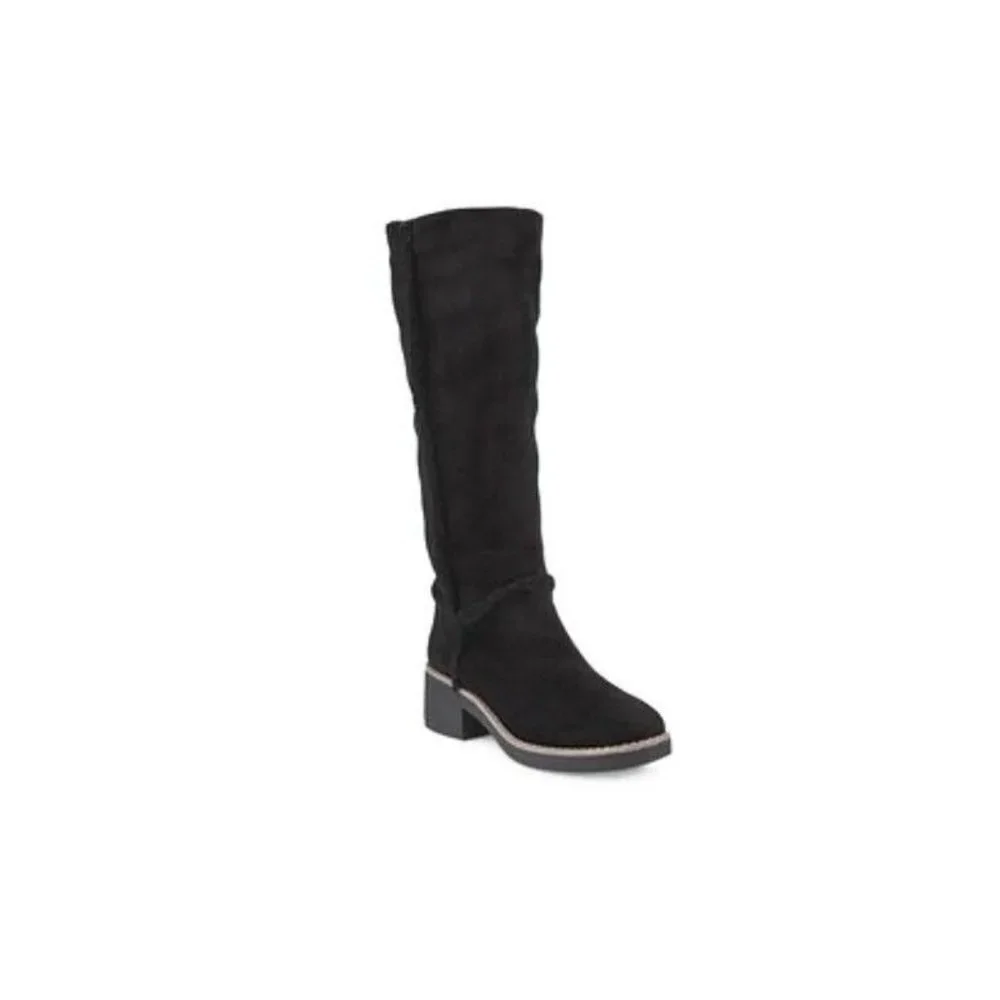 Sociology Tall Shearling Trimmed Boots Womens Sz 7 Side Zipper Evening Night Out - Picture 2 of 6